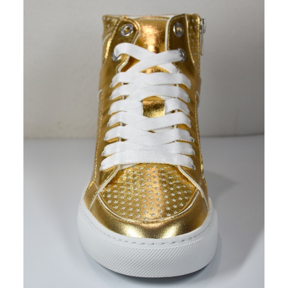 ZADIG & VOLTAIRE WOMEN NEW FLASH GOLD METALLIC LEATHER HIGH TOP SNEAKER. SZ 37/7 - Picture 9 of 15
